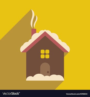 Flat icon with long shadow House under snow vector image