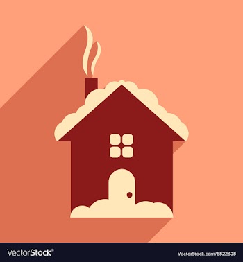 Flat icon with long shadow House under snow vector image