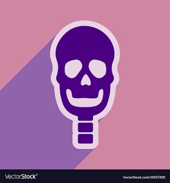 Flat icon with long shadow human skull vector image