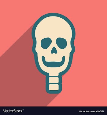 Flat icon with long shadow human skull vector image
