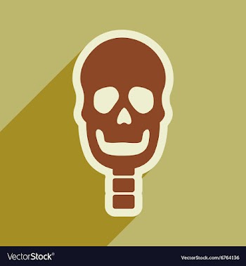 Flat icon with long shadow human skull vector image