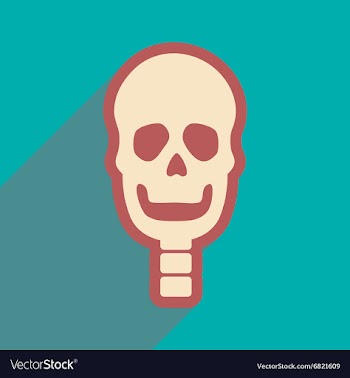 Flat icon with long shadow human skull vector image