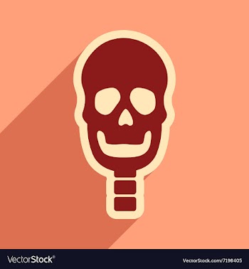 Flat icon with long shadow human skull vector image