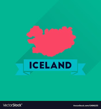 Flat icon with long shadow Iceland map vector image