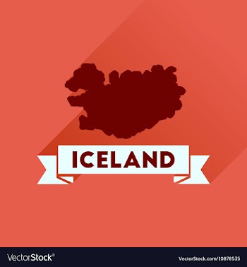Flat icon with long shadow Iceland map vector image