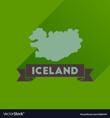 Flat icon with long shadow Iceland map vector image