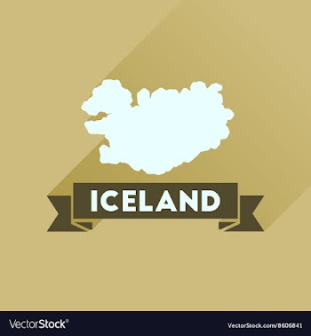 Flat icon with long shadow Iceland map vector image