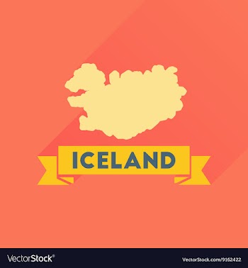 Flat icon with long shadow Iceland map vector image