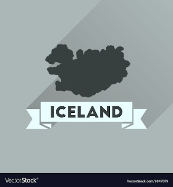 Flat icon with long shadow Iceland map vector image