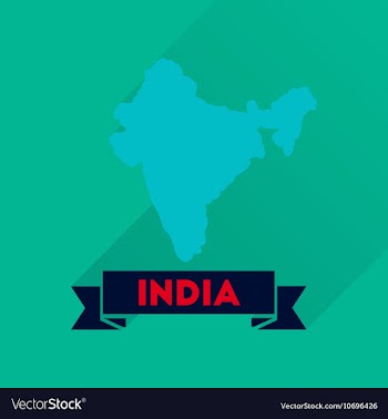 Flat icon with long shadow India map vector image