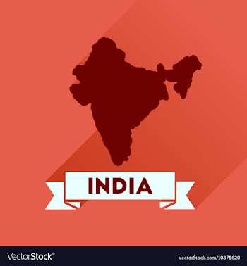 Flat icon with long shadow India map vector image