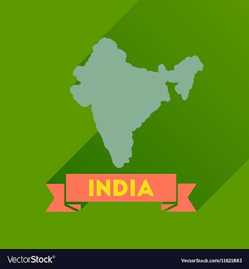 Flat icon with long shadow India map vector image