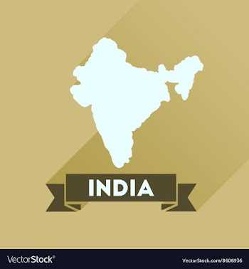 Flat icon with long shadow India map vector image