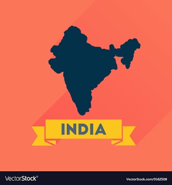 Flat icon with long shadow India map vector image