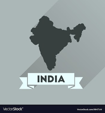 Flat icon with long shadow India map vector image