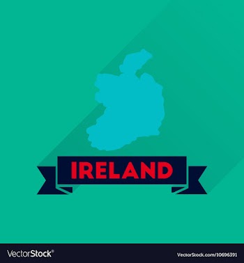 Flat icon with long shadow Ireland map vector image