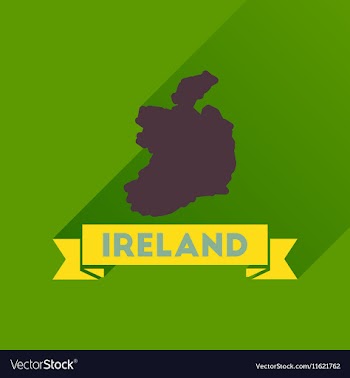 Flat icon with long shadow Ireland map vector image
