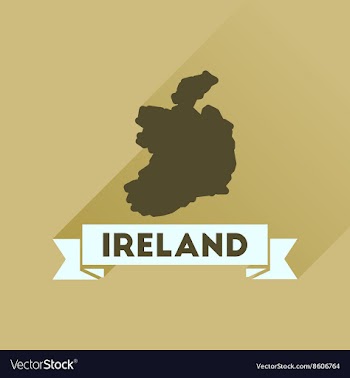 Flat icon with long shadow Ireland map vector image