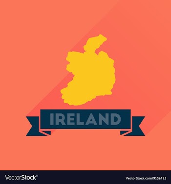 Flat icon with long shadow Ireland map vector image