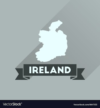 Flat icon with long shadow Ireland map vector image