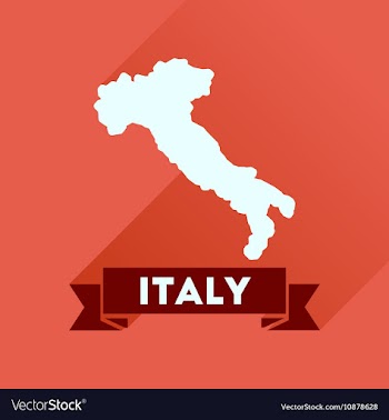 Flat icon with long shadow ITALY map vector image