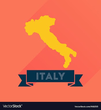 Flat icon with long shadow ITALY map vector image