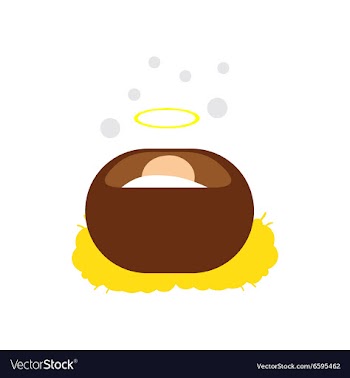 Flat icon with long shadow Jesus in manger vector image