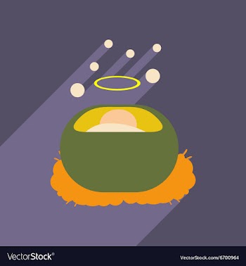 Flat icon with long shadow Jesus in manger vector image