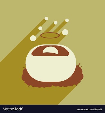 Flat icon with long shadow Jesus in manger vector image