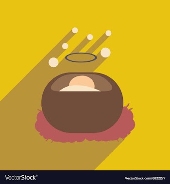 Flat icon with long shadow Jesus in manger vector image