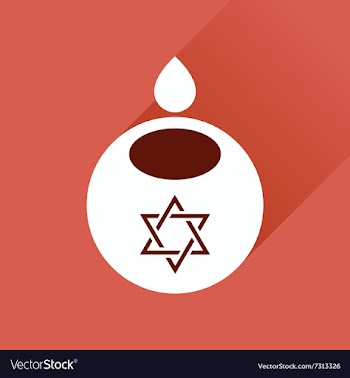 Flat icon with long shadow Jewish candle vector image
