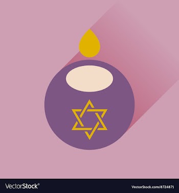 Flat icon with long shadow Jewish candle vector image