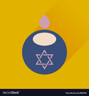 Flat icon with long shadow Jewish candle vector image