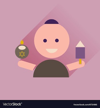 Flat icon with long shadow Jewish child vector image