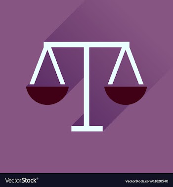 Flat icon with long shadow justice scales vector image