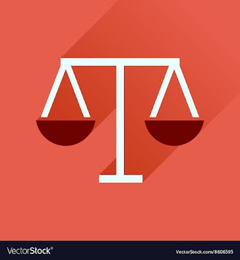 Flat icon with long shadow justice scales vector image