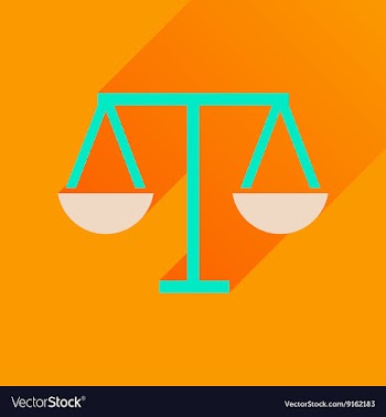 Flat icon with long shadow justice scales vector image