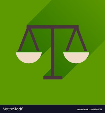 Flat icon with long shadow justice scales vector image