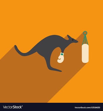 Flat icon with long shadow kangaroo boxer vector image