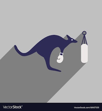 Flat icon with long shadow kangaroo boxer vector image