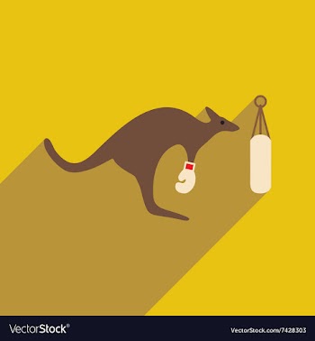 Flat icon with long shadow kangaroo boxer vector image