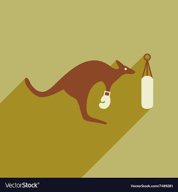 Flat icon with long shadow kangaroo boxer vector image