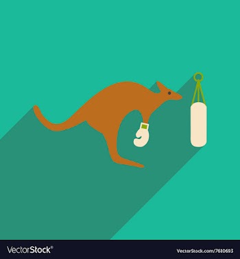 Flat icon with long shadow kangaroo boxer vector image