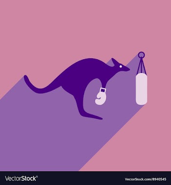 Flat icon with long shadow kangaroo boxer vector image