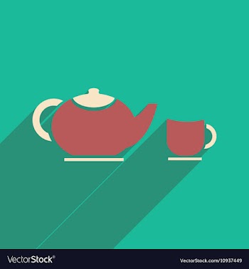 Flat icon with long shadow kettle cup vector image