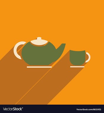 Flat icon with long shadow kettle cup vector image