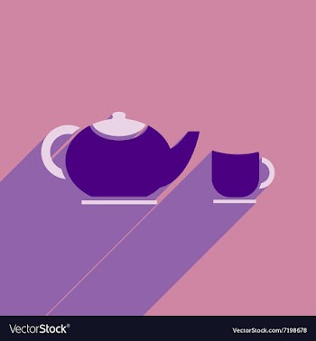 Flat icon with long shadow kettle cup vector image