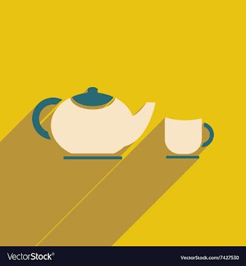 Flat icon with long shadow kettle cup vector image