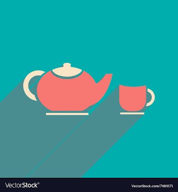 Flat icon with long shadow kettle cup vector image