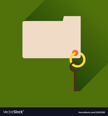 Flat icon with long shadow key folder vector image